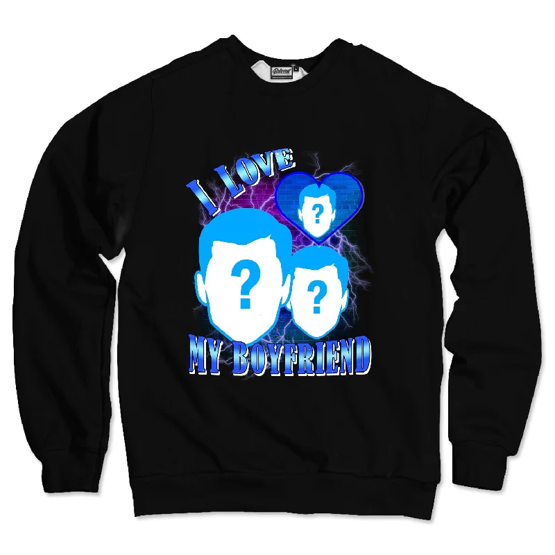 I Love My Boyfriend Custom Unisex Sweatshirt Hoodie with Front Slit Layering Stylish