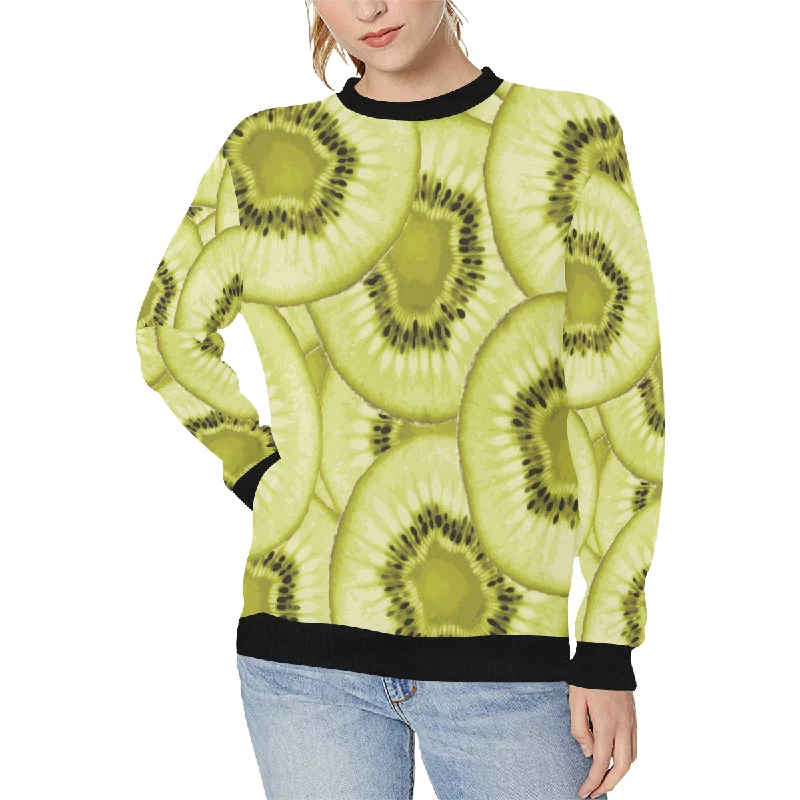 Sliced kiwi pattern Women's Crew Neck Sweatshirt Hoodie with Pastel Soft Subtle