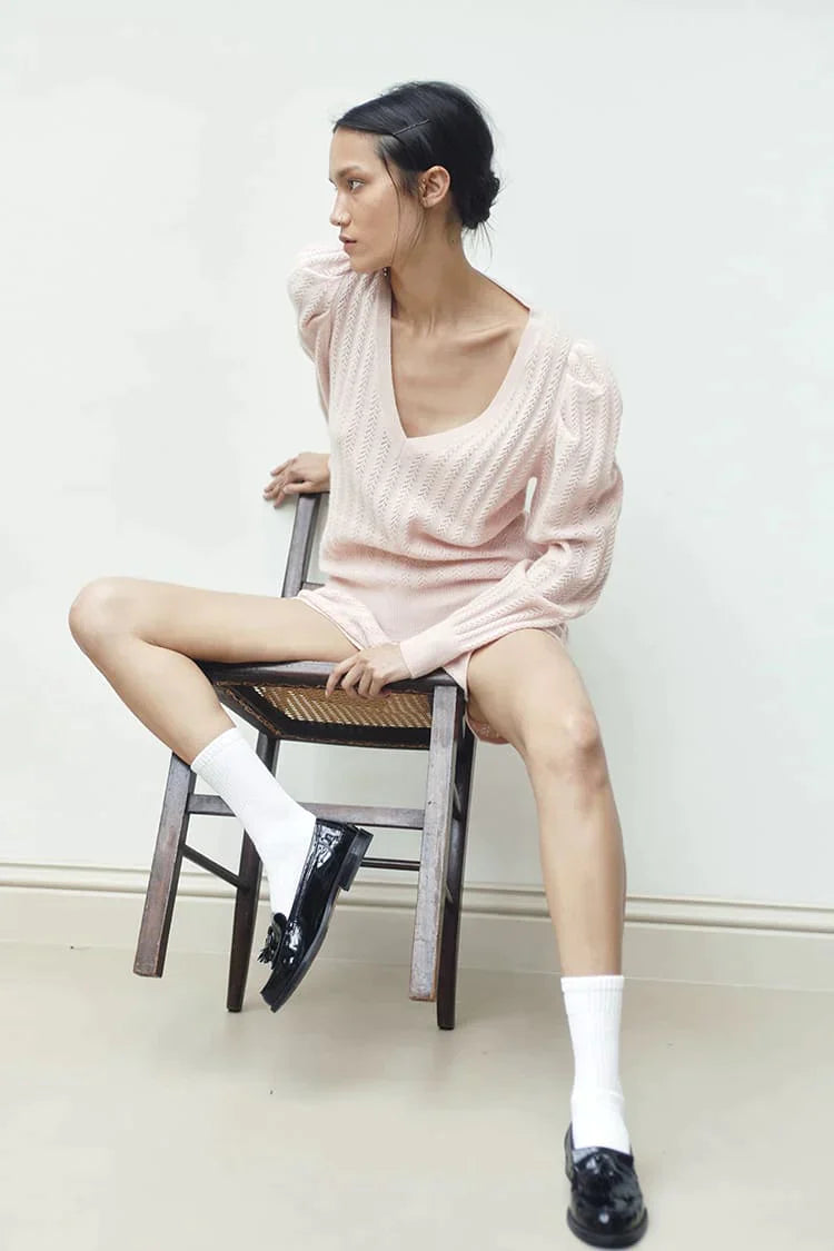 Sweater T03 T03 Manna Pink Boxy Sweater Fitted Sweater A-Line