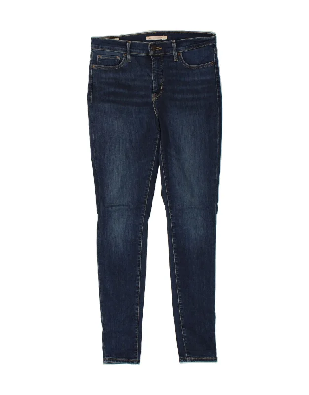 LEVI'S Womens 310 Shaping Super Skinny Jeans W29 L30 Navy Blue Cotton Casual Distressed Skinny Jeans