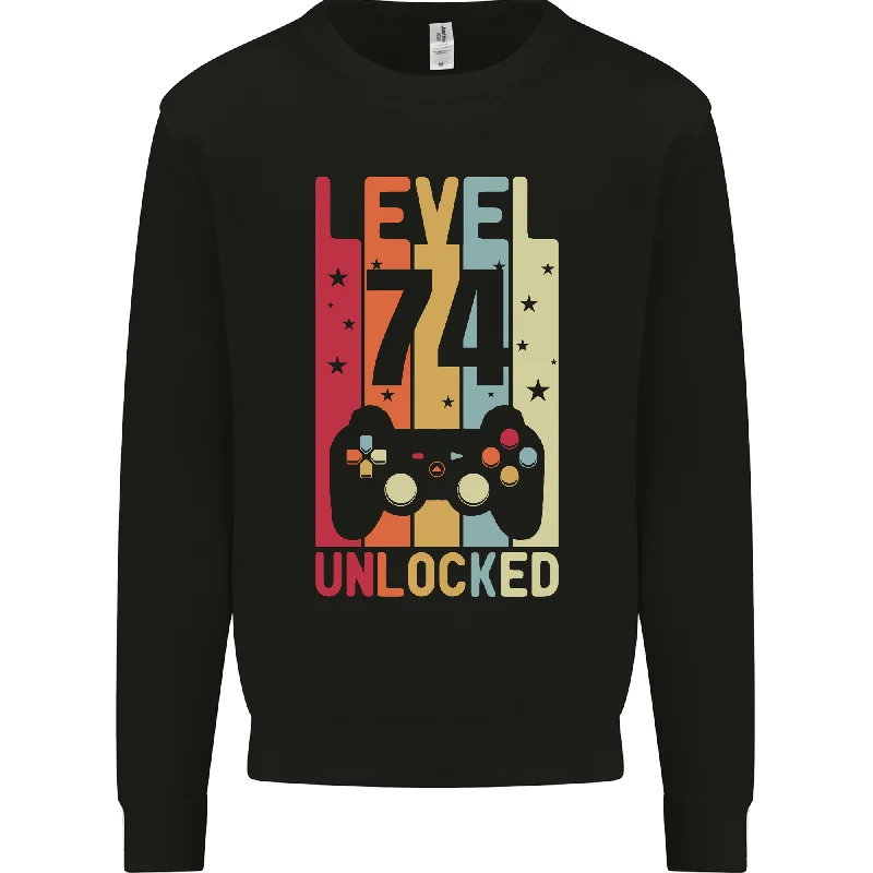 74th Birthday Level Up Gamer 74 Year Old Men's Gaming Sweatshirt Jumper Hoodie with Turtle Neck Cozy Winter 74th Birthday Level Up Gamer 74 Year Old Men's Gaming Sweatshirt Jumper Hoodie with Turtle Neck Cozy Winter
