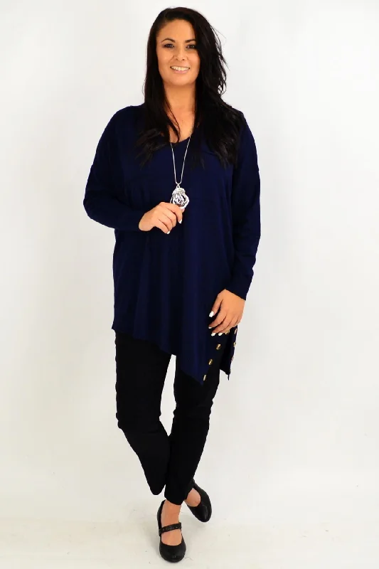 Navy My Go To Knit Tunic Jumper Spandex Rayon Corduroy