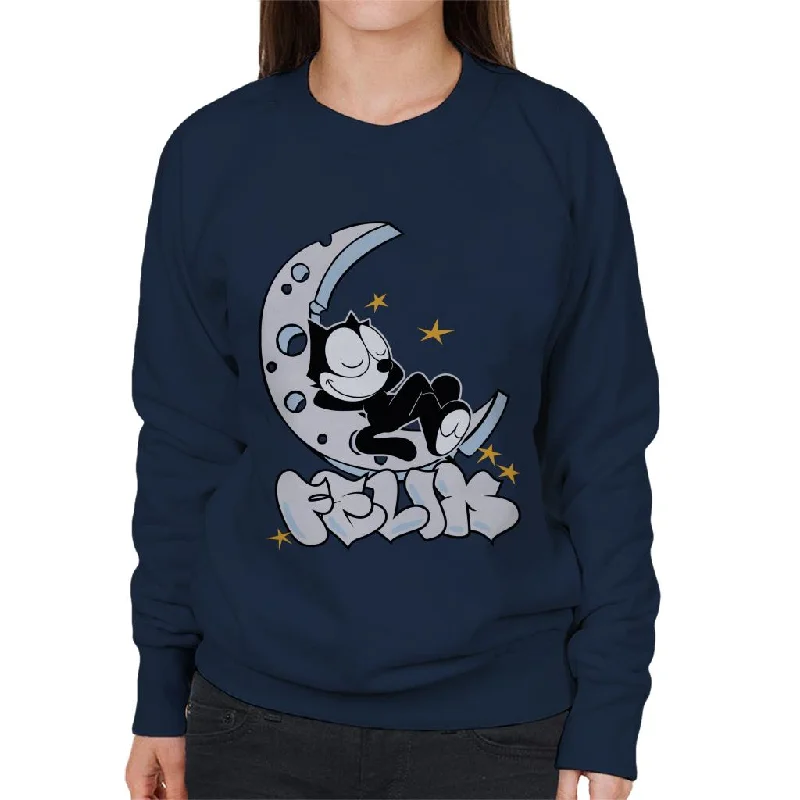 Felix The Cat Sleeping On The Moon Women's Sweatshirt Hoodie with Pocket Utility Practical Felix The Cat Sleeping On The Moon Women's Sweatshirt Hoodie with Pocket Utility Practical