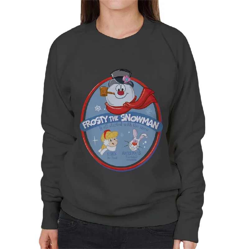Frosty The Snowman It All Started With The Snow Women's Sweatshirt Hoodie with Ribbed Cuffs Snug Fit Comfort Frosty The Snowman It All Started With The Snow Women's Sweatshirt Hoodie with Ribbed Cuffs Snug Fit Comfort