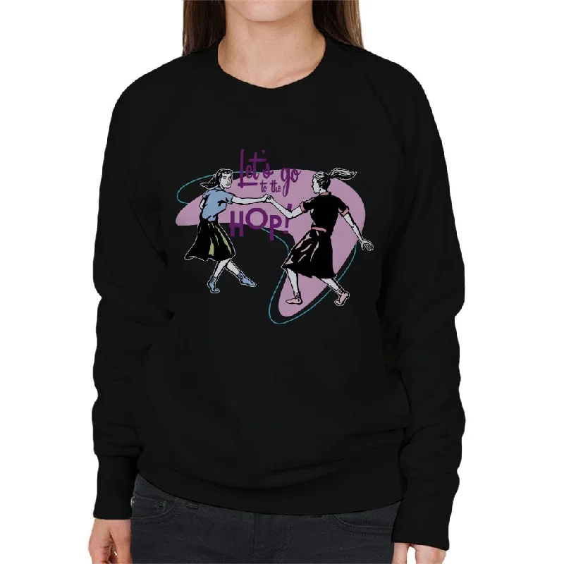 American Graffiti Lets Go To The Hop Women's Sweatshirt Hoodie with Relaxed Fit Easy Casual