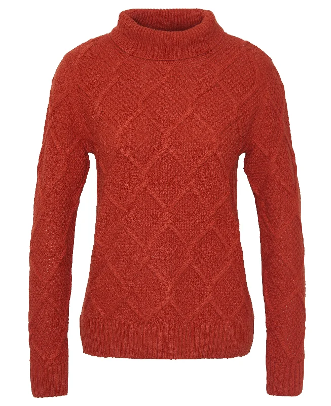 Burne Roll Neck Knitted Jumper - Spiced Pumpkin Rayon Fabric Velvet Fabric Corduroy Fabric