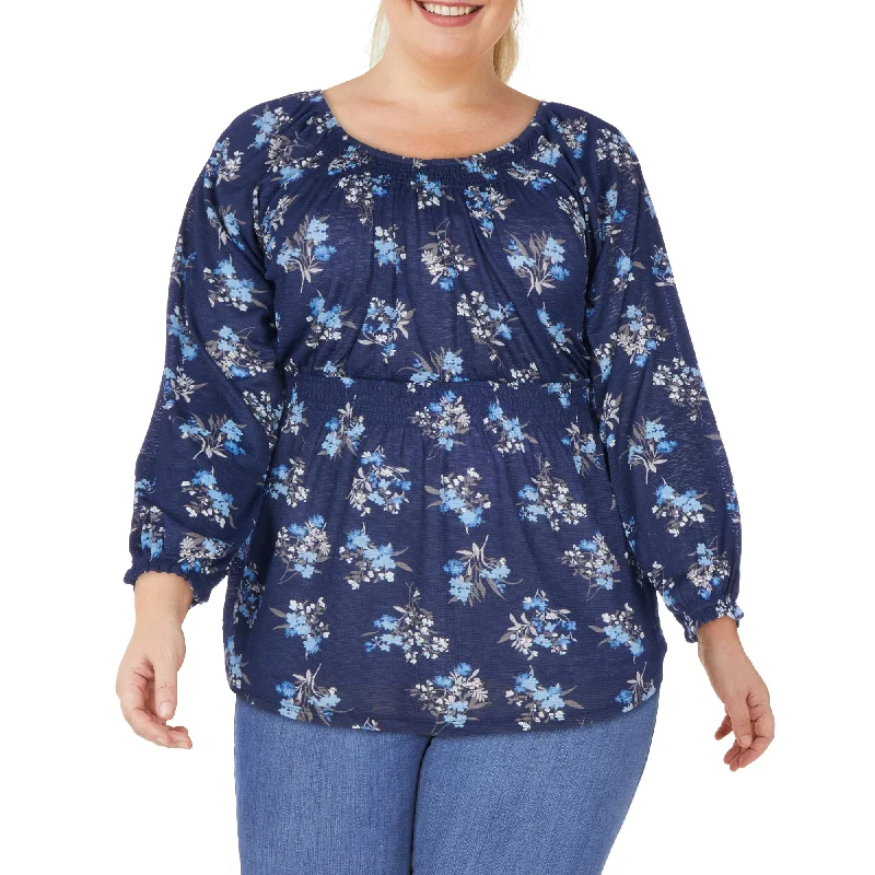mySTYLE Women's Plus Round Neck Blouse Soft Satin Blouse