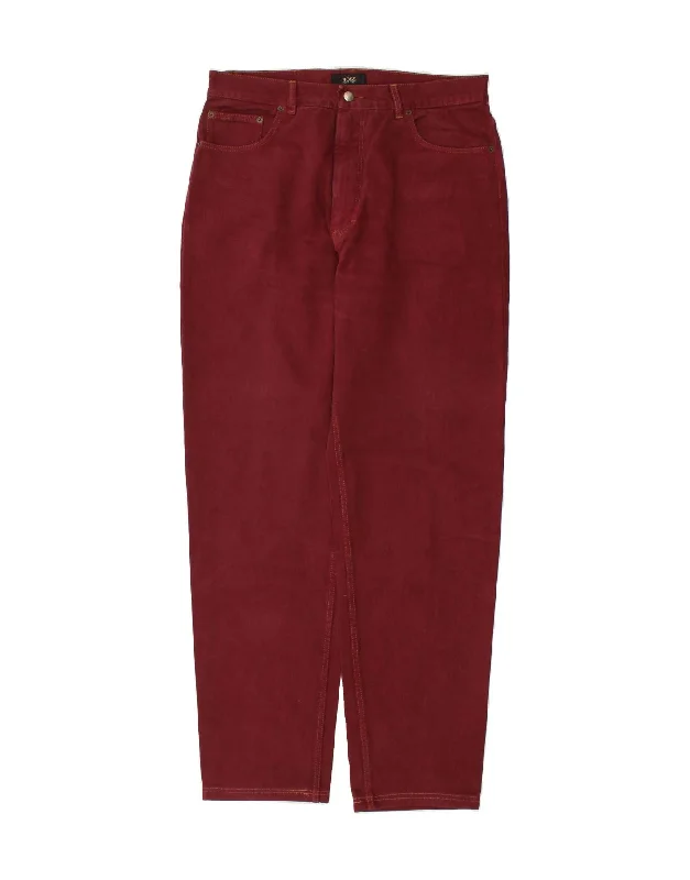 HUGO BOSS Mens Arkansas High Waist Tapered Jeans W36 L36 Burgundy Cotton Cozy Stretch High-Waist Jeans