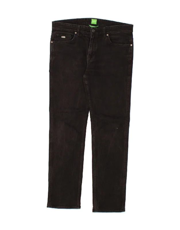 HUGO BOSS Mens Slim Jeans  W34 L32 Black Cotton Trendy Colored Denim Jeans