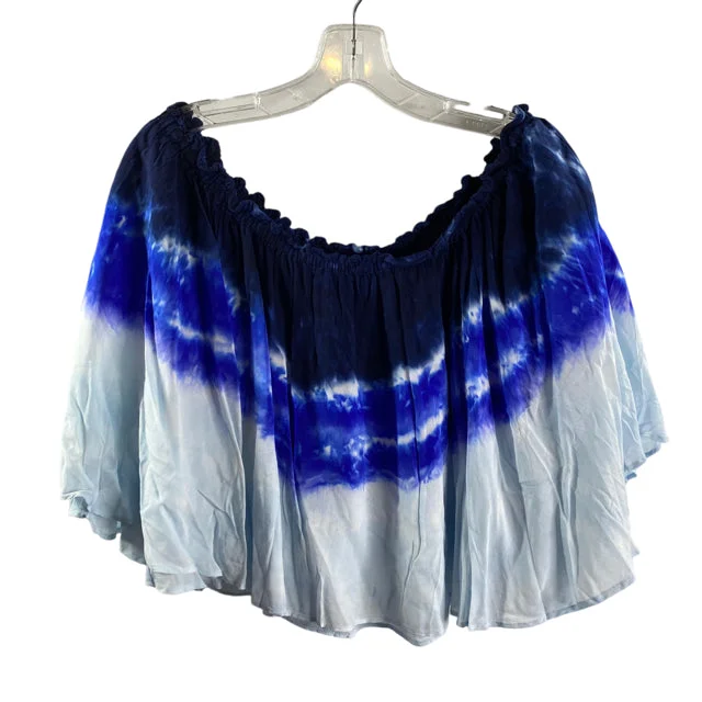 YOUNG FABULOUS Size MED Navy/Blue Tie Dye Ruffle Details NWT BLOUSE Delicate Pleat Blouse YOUNG FABULOUS Size MED Navy/Blue Tie Dye Ruffle Details NWT BLOUSE Delicate Pleat Blouse