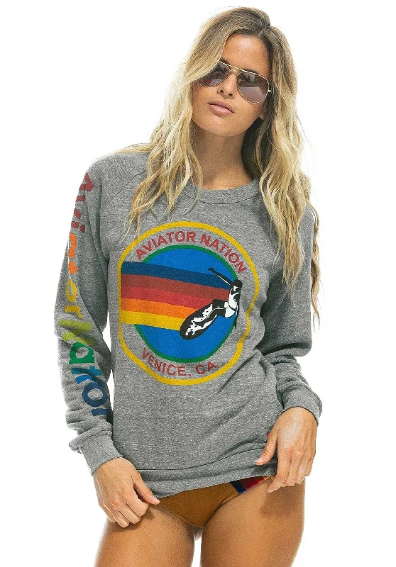Sweater Swan Heather-Grey Ribbed Striped Patterned