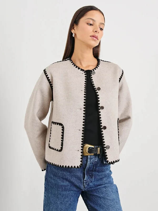 Melanie Sweater -  Oatmeal High Neck Crew Neck V-Neck