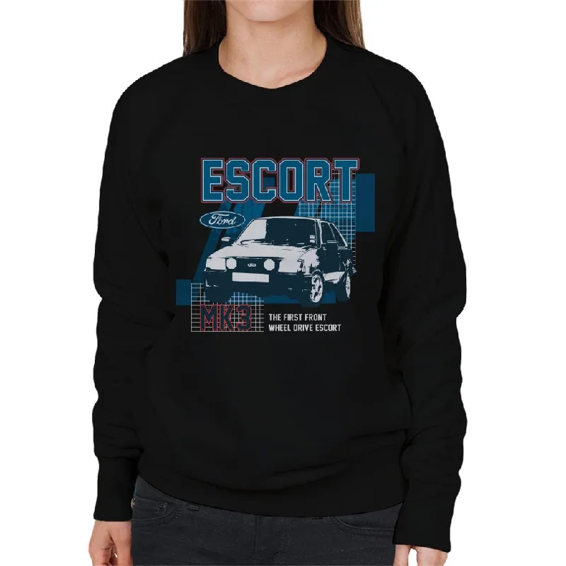 Ford Escort MK3 The First Front Wheel Drive Of Its Kind Women's Sweatshirt Hoodie with High Neck Warm Protective Ford Escort MK3 The First Front Wheel Drive Of Its Kind Women's Sweatshirt Hoodie with High Neck Warm Protective