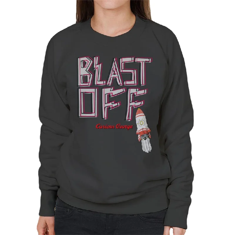 Curious George Blast Off Rocket Women's Sweatshirt Hoodie with Reflective Safety Nightwear Curious George Blast Off Rocket Women's Sweatshirt Hoodie with Reflective Safety Nightwear