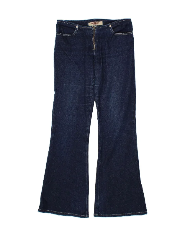 VINTAGE Womens Flared Jeans US 7 Medium W30 L30 Navy Blue Cotton Trendy Acid Wash Skinny Jeans VINTAGE Womens Flared Jeans US 7 Medium W30 L30 Navy Blue Cotton Trendy Acid Wash Skinny Jeans