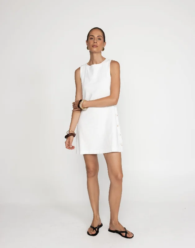 Hanna Mini Dress (White) Chic Halter Mini Dress