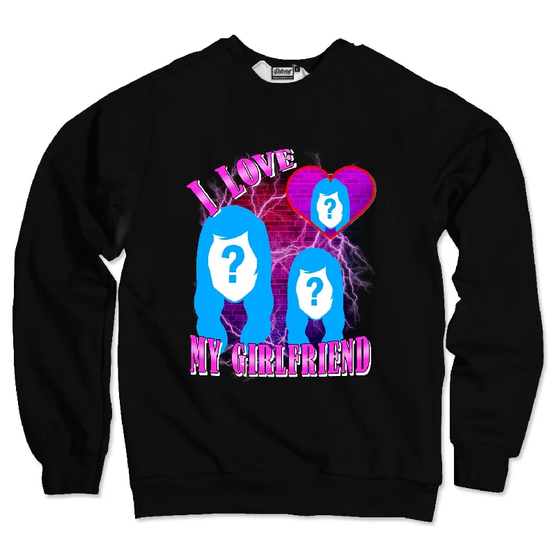 I Love My Girlfriend Custom Unisex Sweatshirt Hoodie with Hem Fringe Bohemian Relaxed