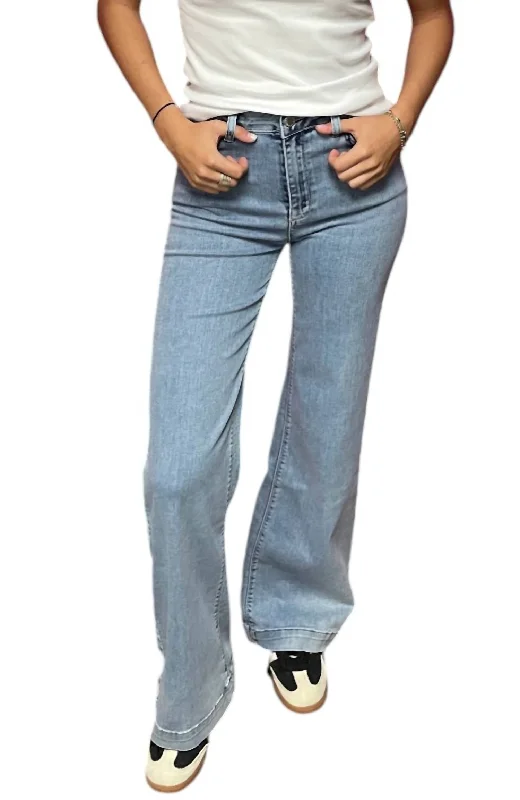 Jesse High Rise Wide Leg Jeans In Blue Fashionable Raw Edge Jeans