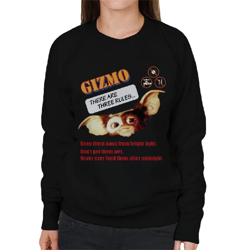 Gremlins Gizmo There Are Three Rules Women's Sweatshirt Hoodie with Frayed Bohemian Relaxed Gremlins Gizmo There Are Three Rules Women's Sweatshirt Hoodie with Frayed Bohemian Relaxed