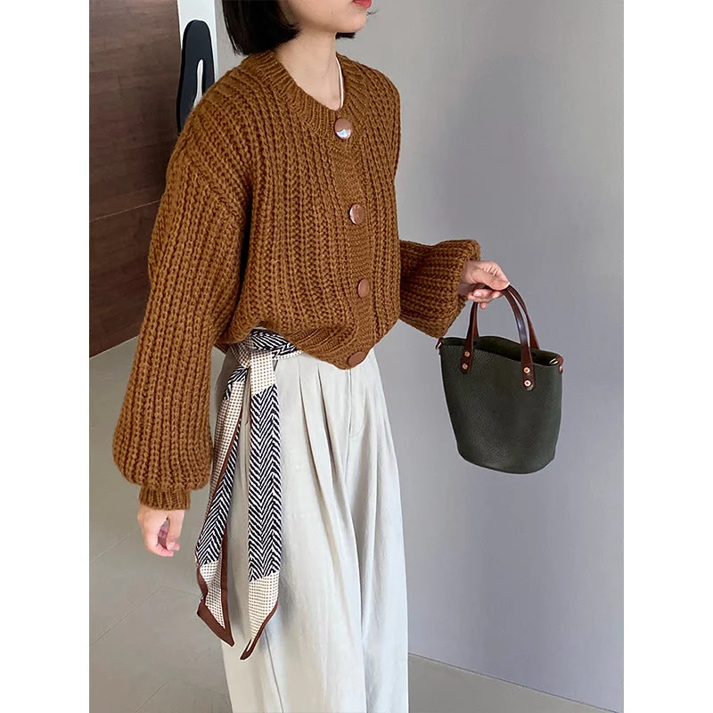 Wjczt Fall Outfits Lazy Candy-Colored Short Sweater 2024 Autumn Korean Style Casual Fashion All-Match round Neck Top Spandex Rayon Corduroy