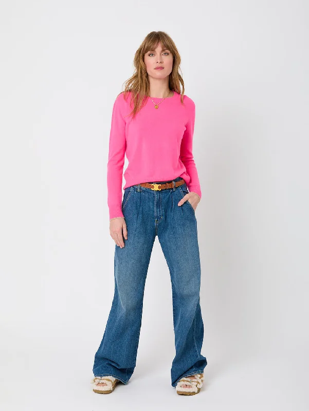 Patchwork Pullover Sweater - Neon Pink Sweater Knitwear Pullover