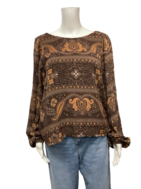 Novella Royale Blouse Long Sleeve Size: L Lightweight Chiffon Blouse