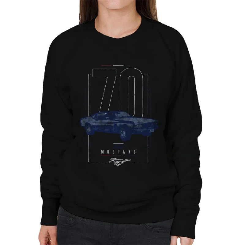 Ford 70s Mustang Women's Sweatshirt Hoodie with Pastel Soft Subtle
