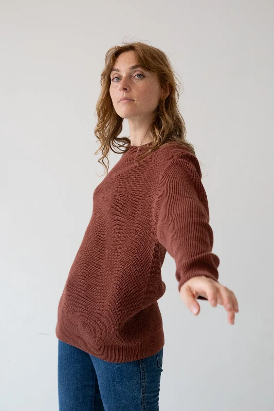 Unisex Tam Sweater Organic Cotton in Garnet Rosella Long Sweater Short Sweater Cropped Sweater