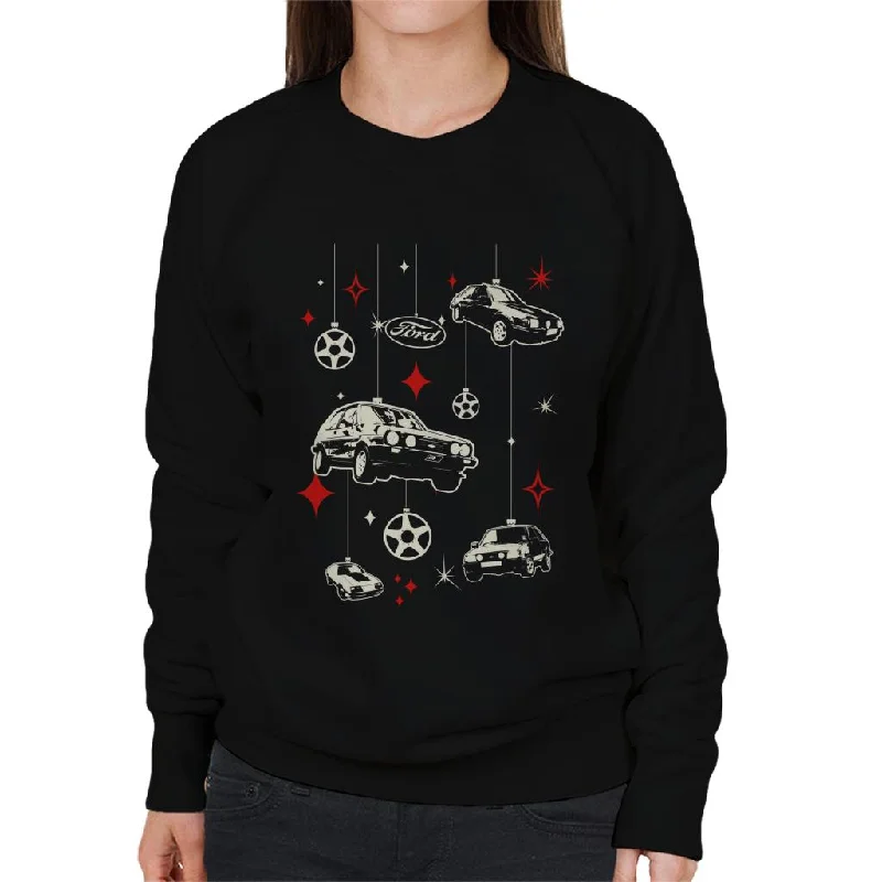 Ford Christmas Hanging Baubles Women's Sweatshirt Hoodie Jacket Zipper Layering