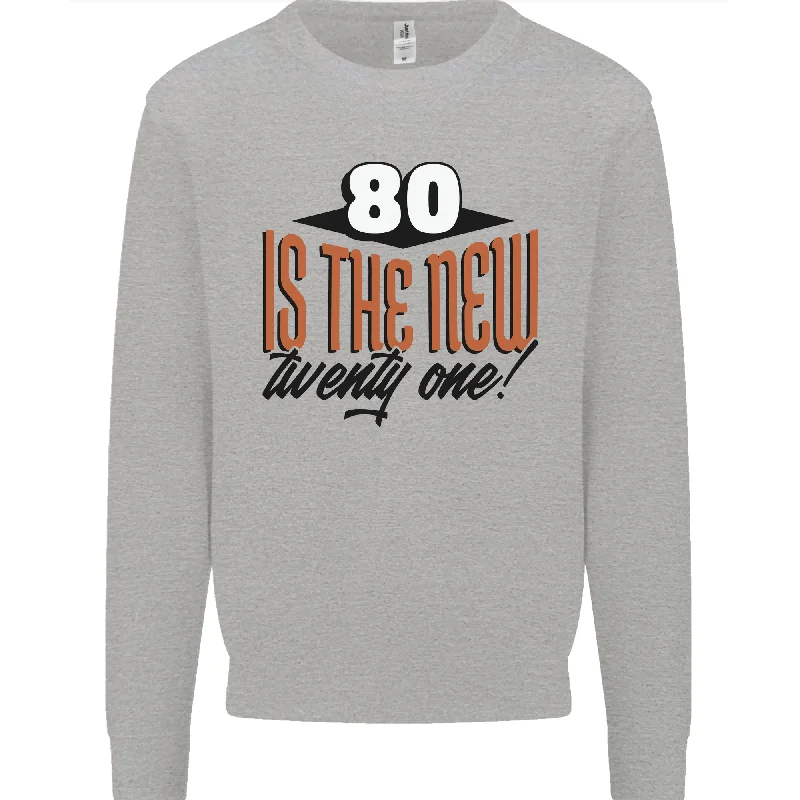 80th Birthday Celebration Sweatshirt - 80 is the New 21 Men's Jumper Hoodie with Gradient Ombre Colorful 80th Birthday Celebration Sweatshirt - 80 is the New 21 Men's Jumper Hoodie with Gradient Ombre Colorful