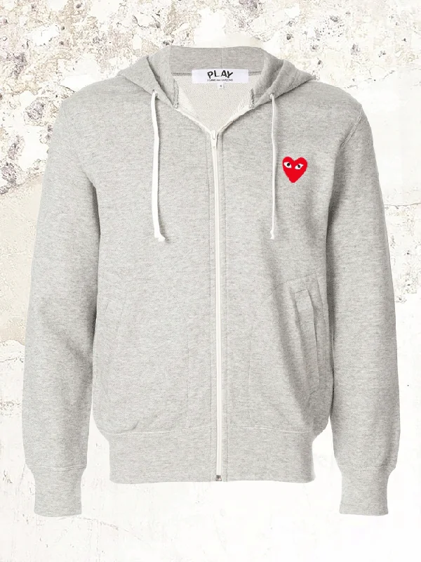 Comme Des Garçons Play zip-up logo-patch hooded sweater Cotton Fabric Linen Fabric Terry Fabric Comme Des Garçons Play zip-up logo-patch hooded sweater Cotton Fabric Linen Fabric Terry Fabric