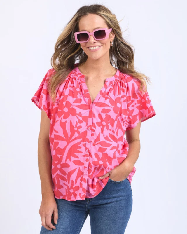 Sunset Hour Blouse Sheer Sleeve Blouse