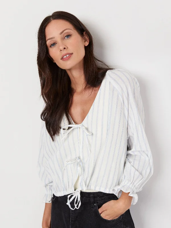 Arianna Tie Blouse Lightweight Linen Blouse