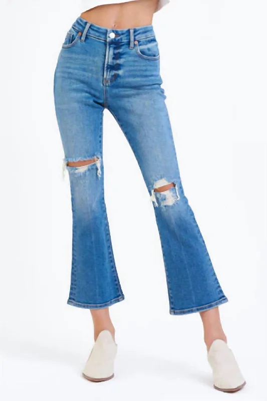 Jenna High Rise Cropped Flare Jeans In Golden Gate Casual Distressed Denim Jeans