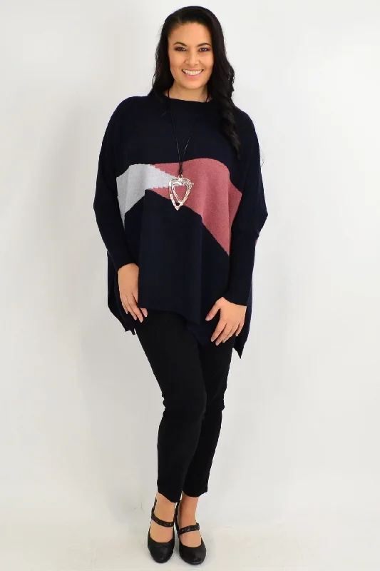 Navy Weekend Crew Neck Knit Tunic Jumper Chenille Fabric Brocade Fabric Lace Fabric