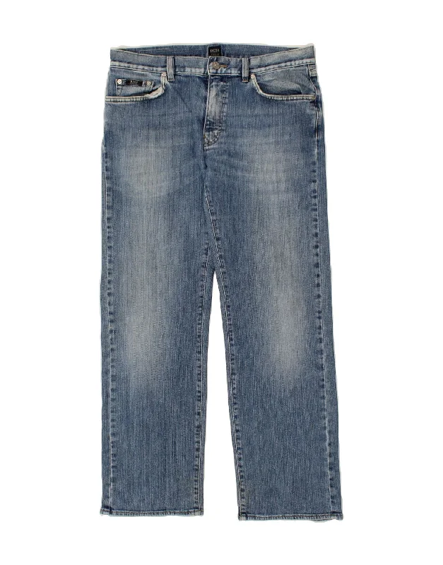 HUGO BOSS Womens Straight Jeans W34 L30 Blue Stylish High-Waist Skinny Denim