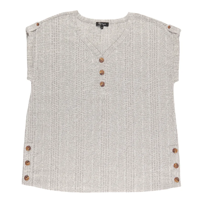 lily morgan Women's Plus V-Neck Button Trim Blouse Elegant Lace Blouse