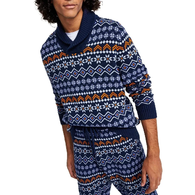 Sun + Stone Mens Cotton Shawl Neck Pullover Sweater Modern Contemporary Chic
