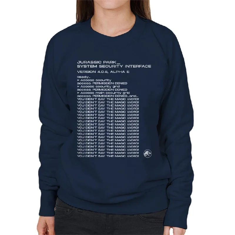 Jurassic Park System Security Interface Women's Sweatshirt Hoodie with Slim Fit Tailored Modern