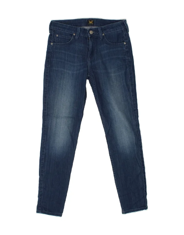 LEE Womens Skinny Jeans W29 L31 Navy Blue Cotton Comfortable Low-Rise Jeans