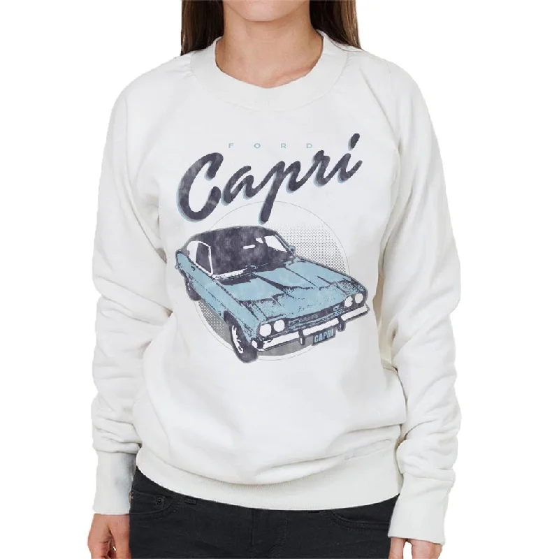 Ford Capri Women's Sweatshirt Hoodie with Thumb Holes Functional Cozy