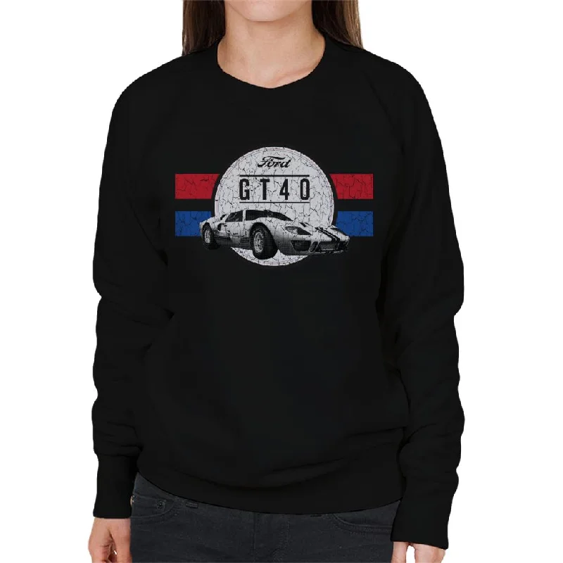Ford GT 40 Cracked Aesthetic Women's Sweatshirt Hoodie with Rolled Sleeves Casual Relaxed Ford GT 40 Cracked Aesthetic Women's Sweatshirt Hoodie with Rolled Sleeves Casual Relaxed