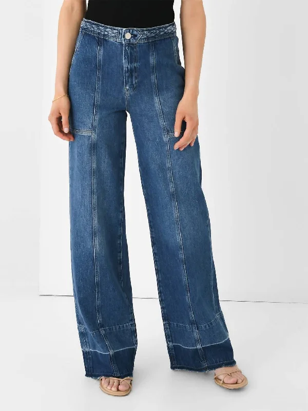 Braided Waistband Wide Leg Jean In Dewdrop Comfortable Jogger Style Jeans