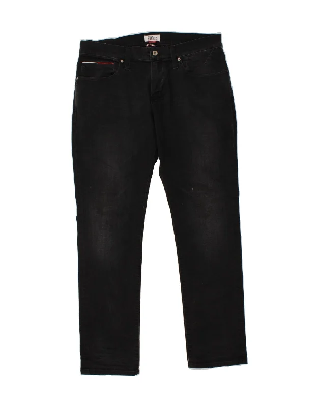 TOMMY HILFIGER Mens Scanton Slim Jeans W36 L32 Black Cotton Cozy Tencel Blend Denim Jeans