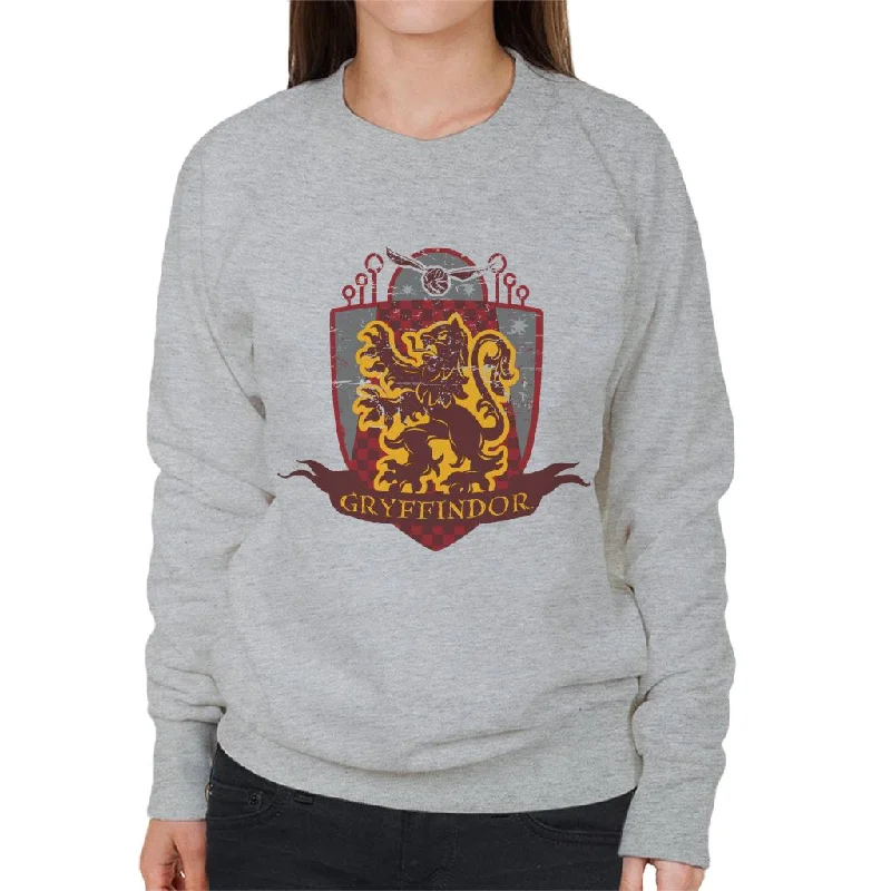 Harry Potter Gryffindor Quidditch Distressed Shield Women's Sweatshirt Hoodie with Drop Shoulder Relaxed Streetwear Harry Potter Gryffindor Quidditch Distressed Shield Women's Sweatshirt Hoodie with Drop Shoulder Relaxed Streetwear