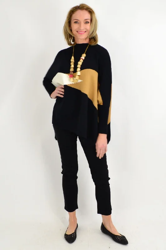 Black Weekend Crew Neck Knit Tunic Jumper Fleece Fabric Down Fabric Feather Fabric