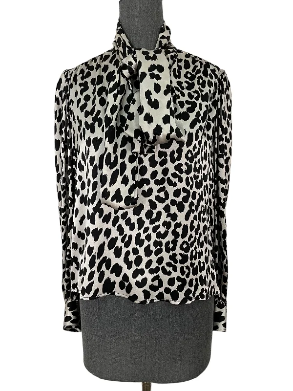 Vintage Animal Print Yves Saint Laurent Blouse Size M Wrap Front Blouse