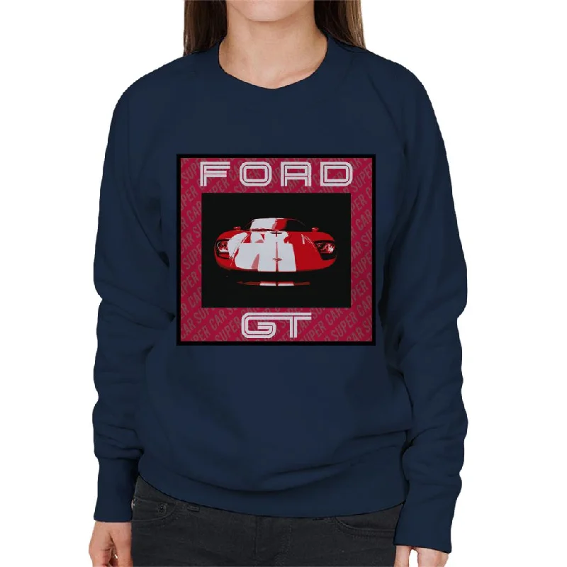 Ford GT Red Hood Women's Sweatshirt Hoodie with Hem Ribbing Snug Secure