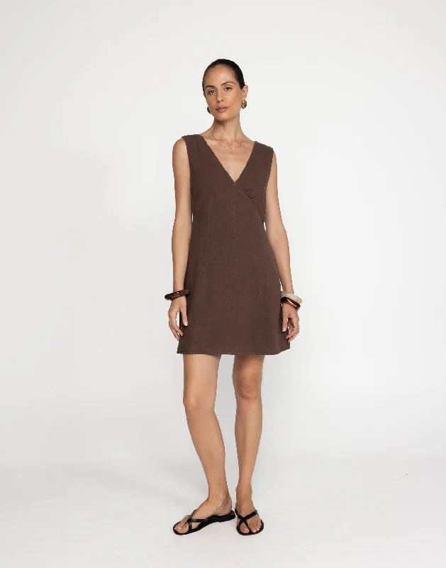 Chappell Mini Dress (Cocoa) Classic Casual Mini Dress