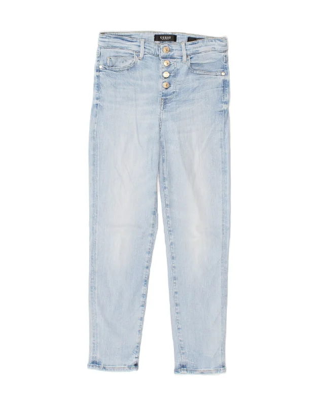 GUESS Womens Cropped Jeans W25 L25 Blue Fashionable Distressed Jeans